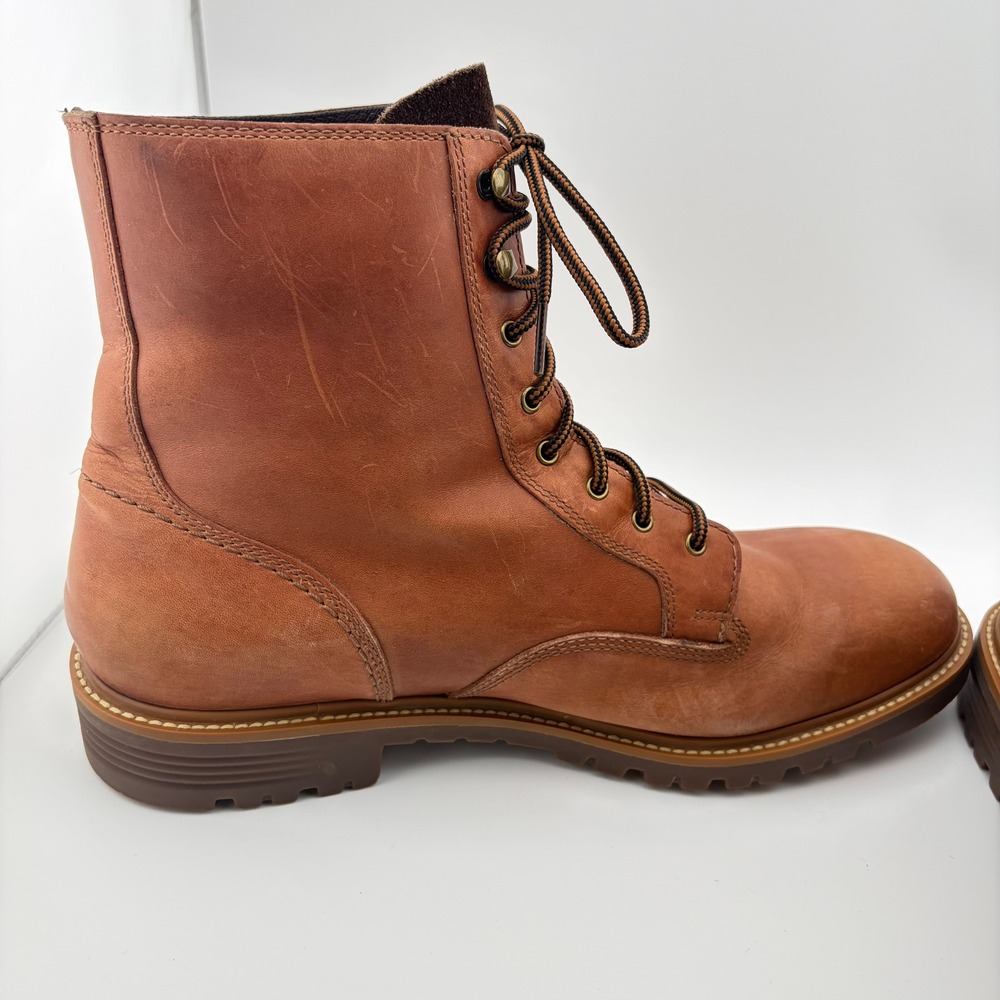 Cole Haan Combat Boots Mens 10 Tan Leather Grand.OS Lace Up Lug Sole